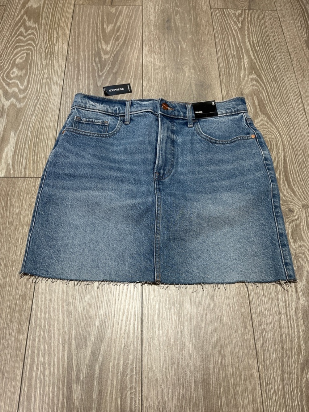 Express Washed Blue Denim Mini Skirt